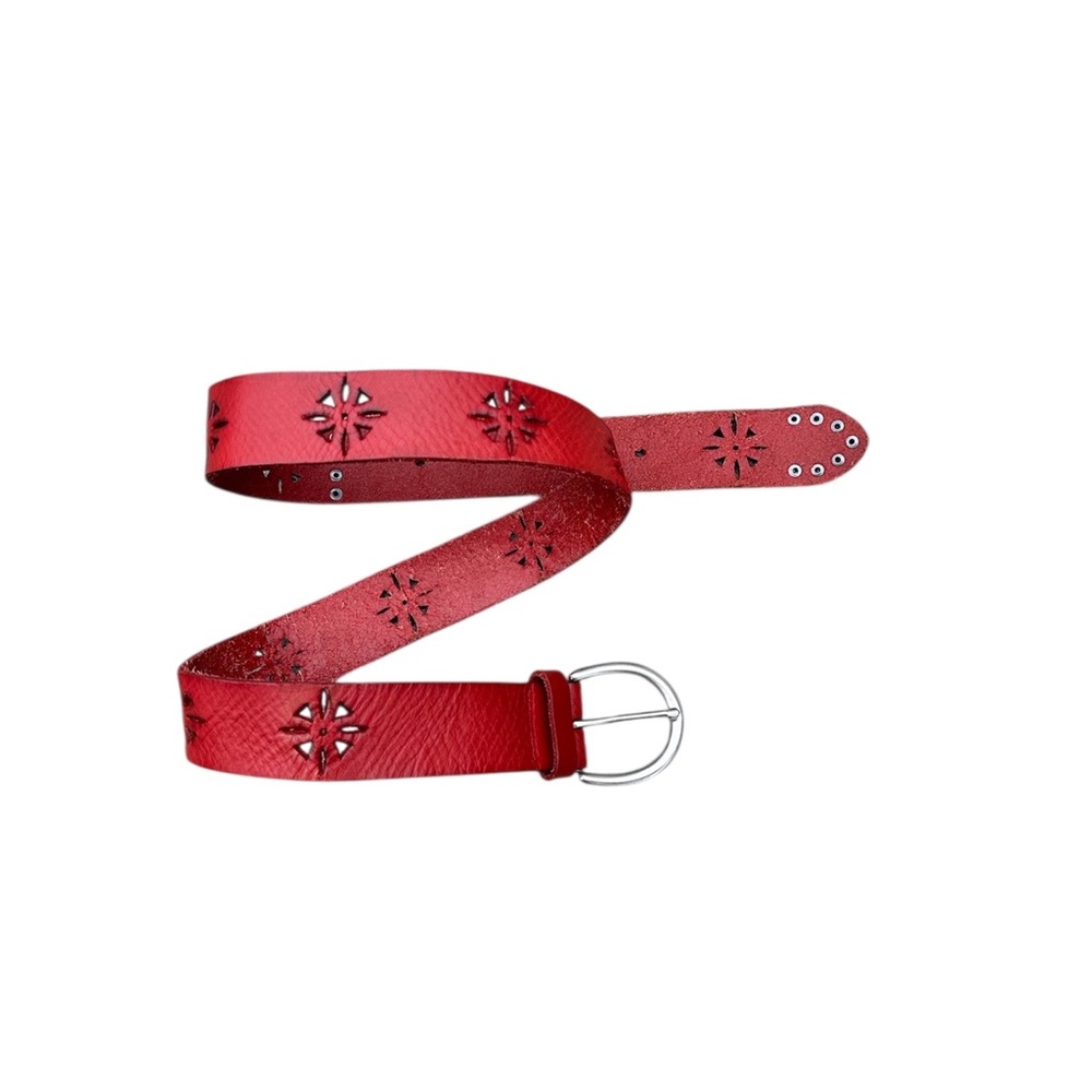 Vintage Red Leather Western Belt